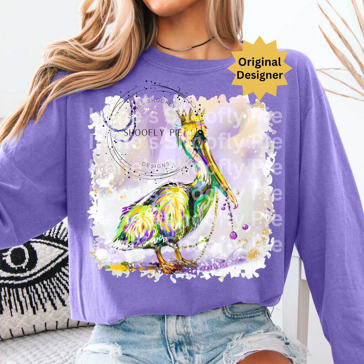 Mardi Gras Pelican Design PNG