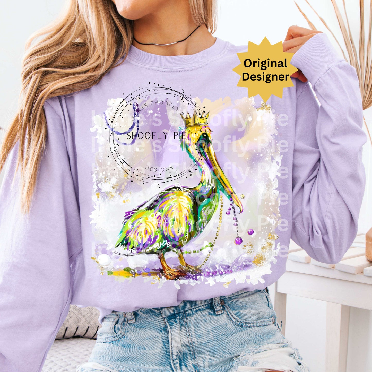Mardi Gras Pelican Design PNG