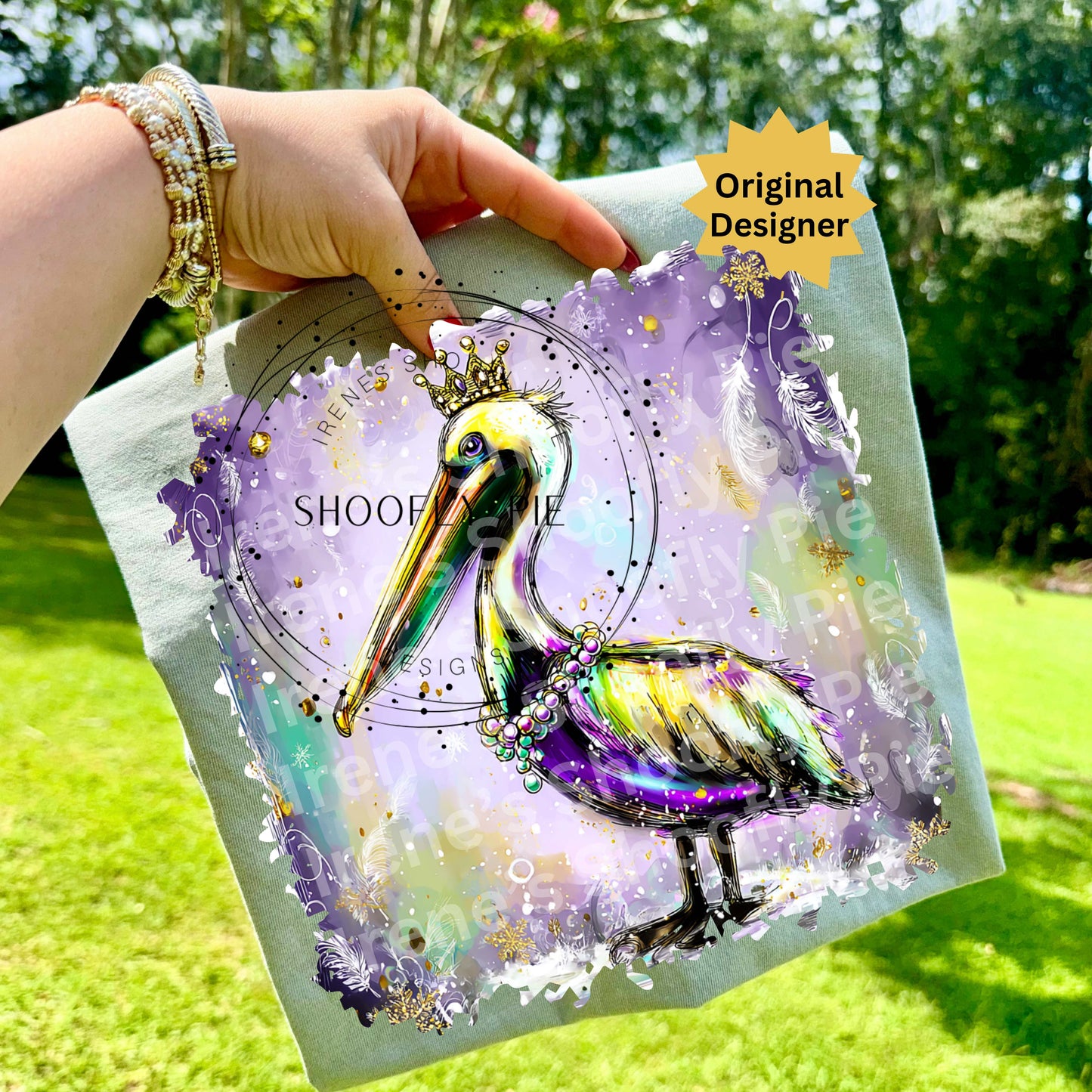 Happy Mardi Gras Pelican Png - Hand Painted Pelican Png