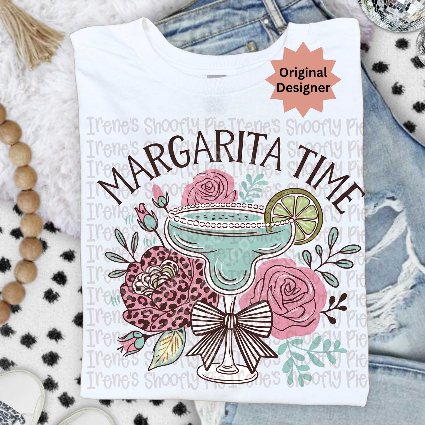 Preppy Floral Margarita Time PNG