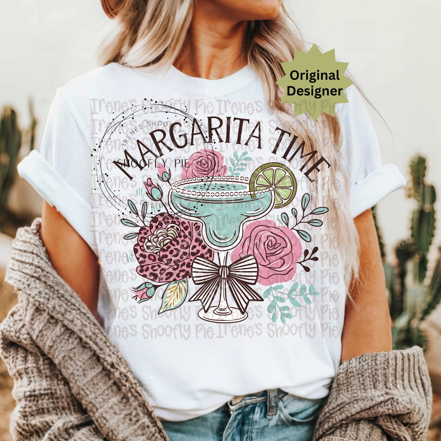 Preppy Floral Margarita Time PNG