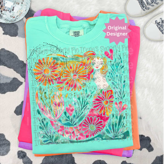 Boho Floral Mermaid PNG