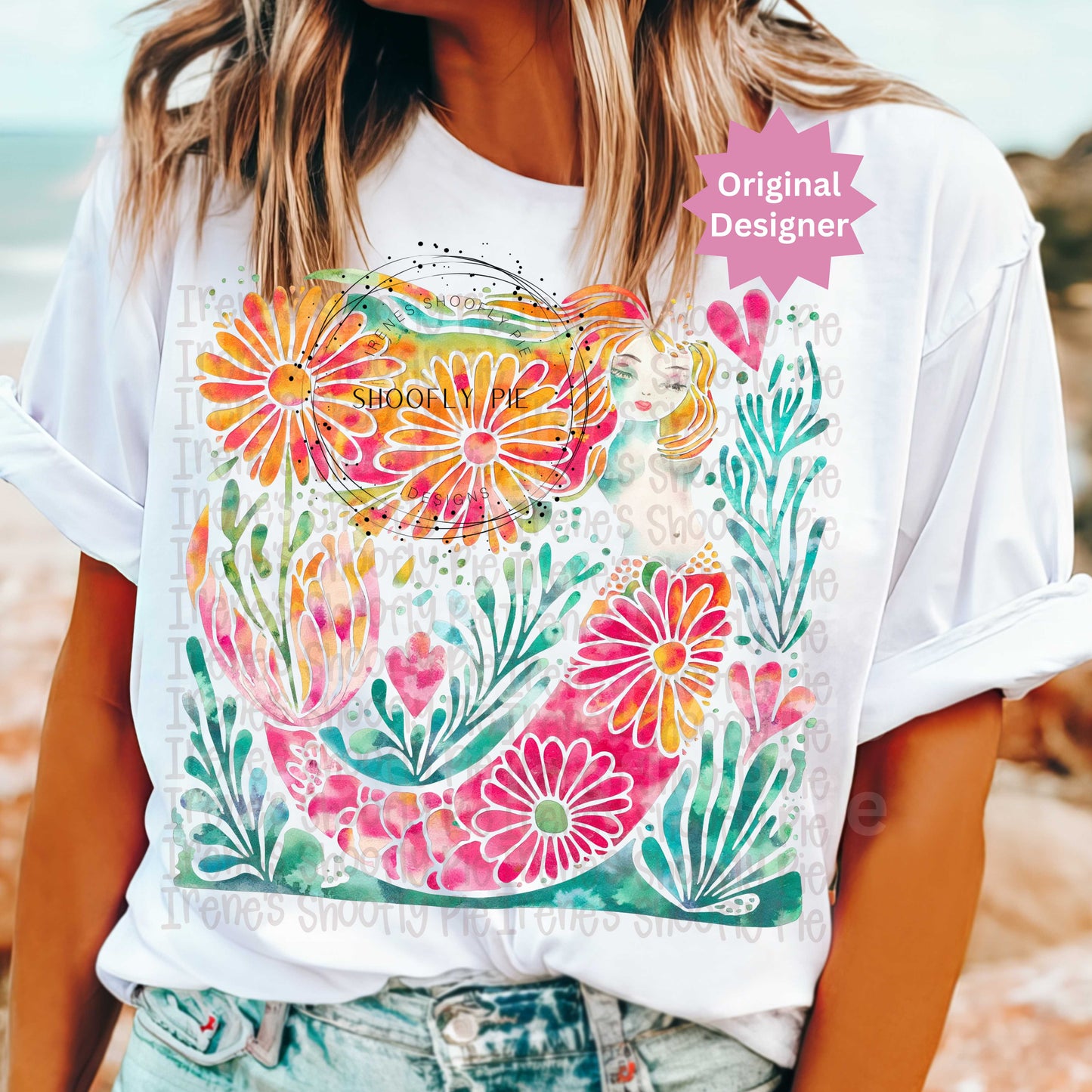 Boho Floral Mermaid PNG