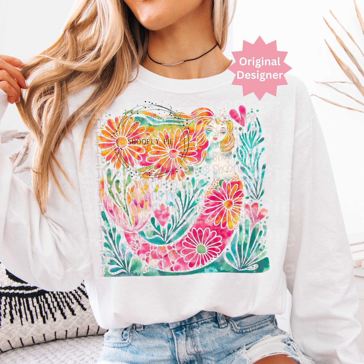 Boho Floral Mermaid PNG