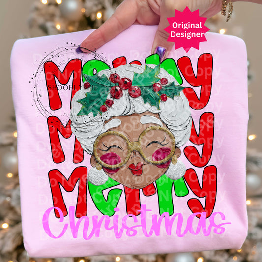 Coquette Merry Christmas Black Mrs. Claus PNG