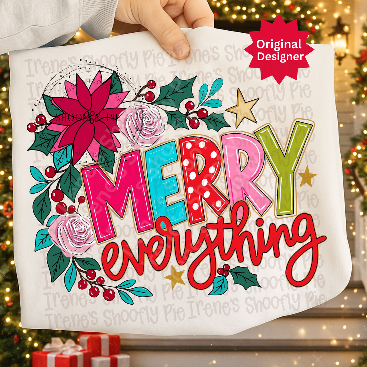 Merry Everything Christmas Floral PNG