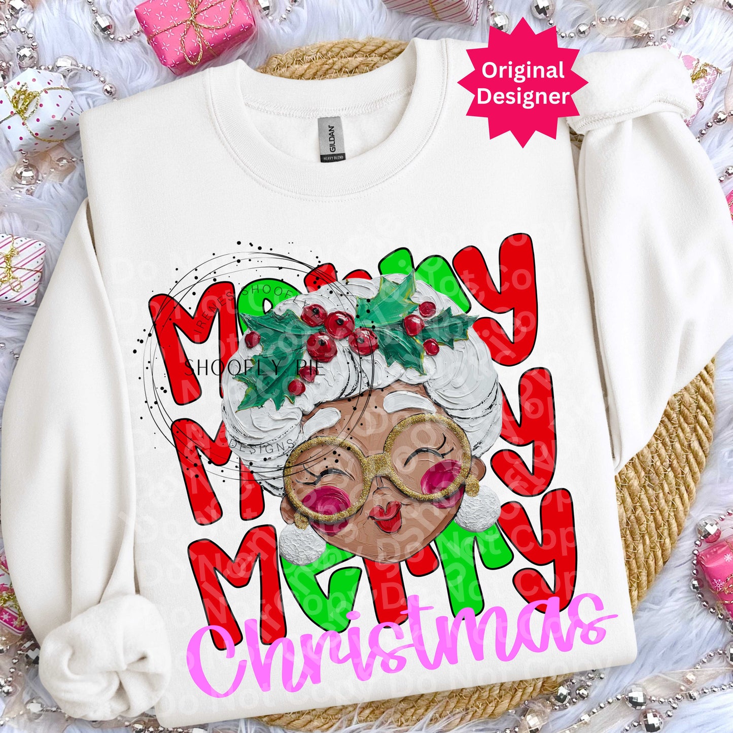 Coquette Merry Christmas Black Mrs. Claus PNG