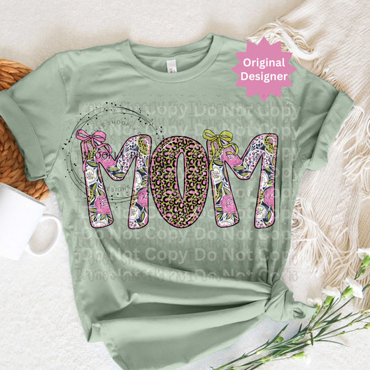 Coquette Floral Mom PNG