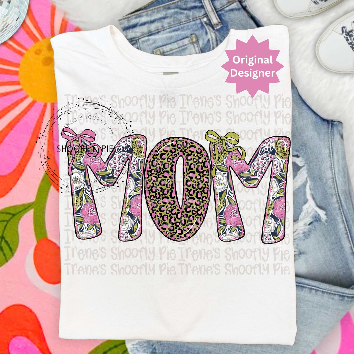 Coquette Floral Mom PNG