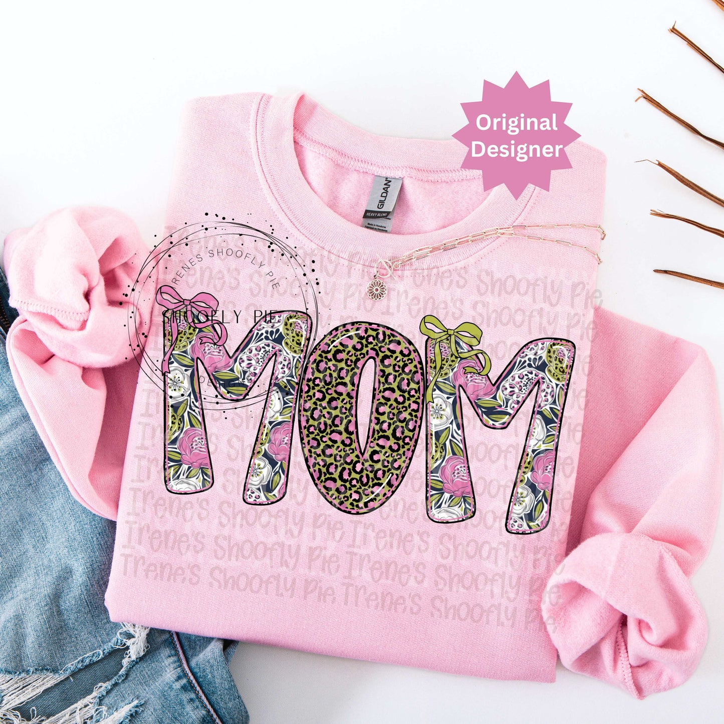 Coquette Floral Mom PNG