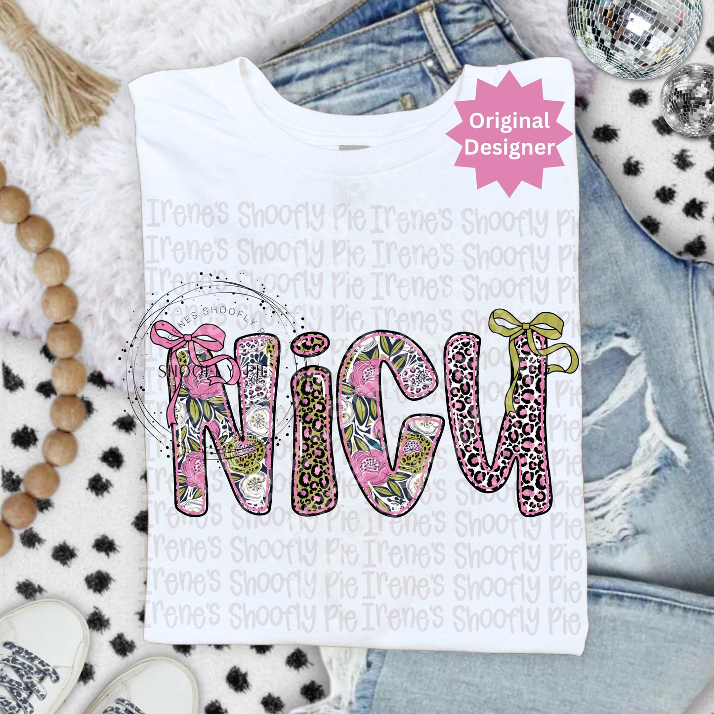 Retro Floral NICU Design PNG