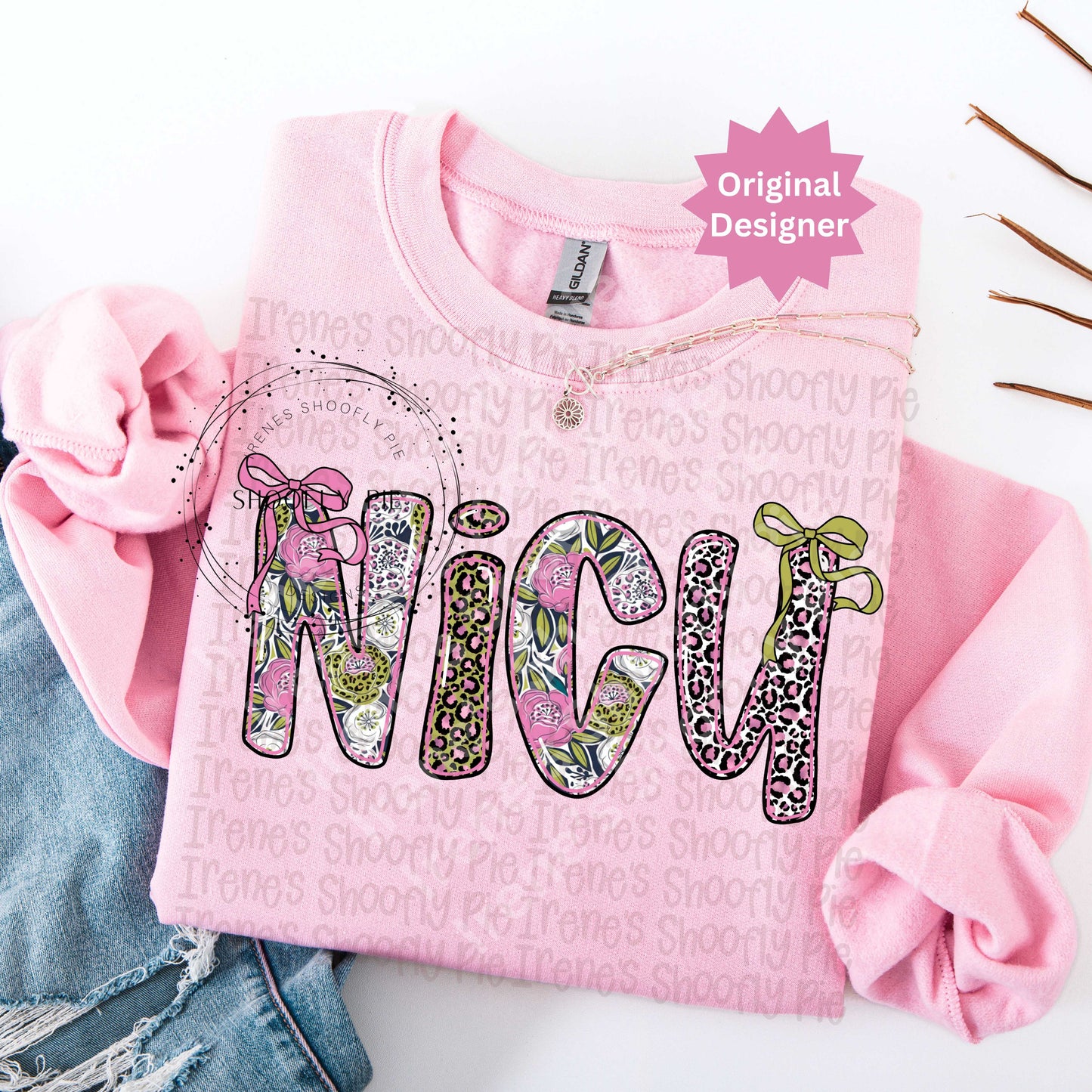 Retro Floral NICU Design PNG