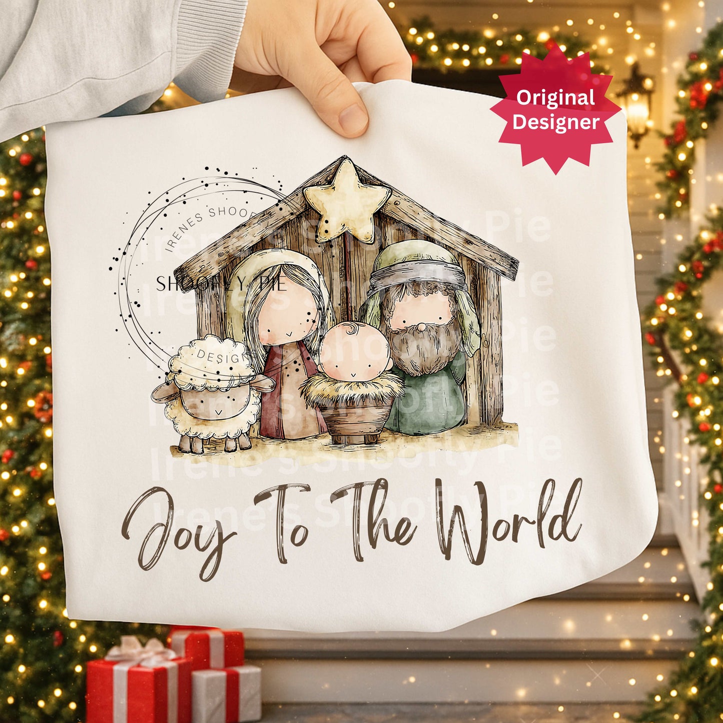 Joy To The World Nativity Scene PNG | Cute Christmas Christian Sublimation Design