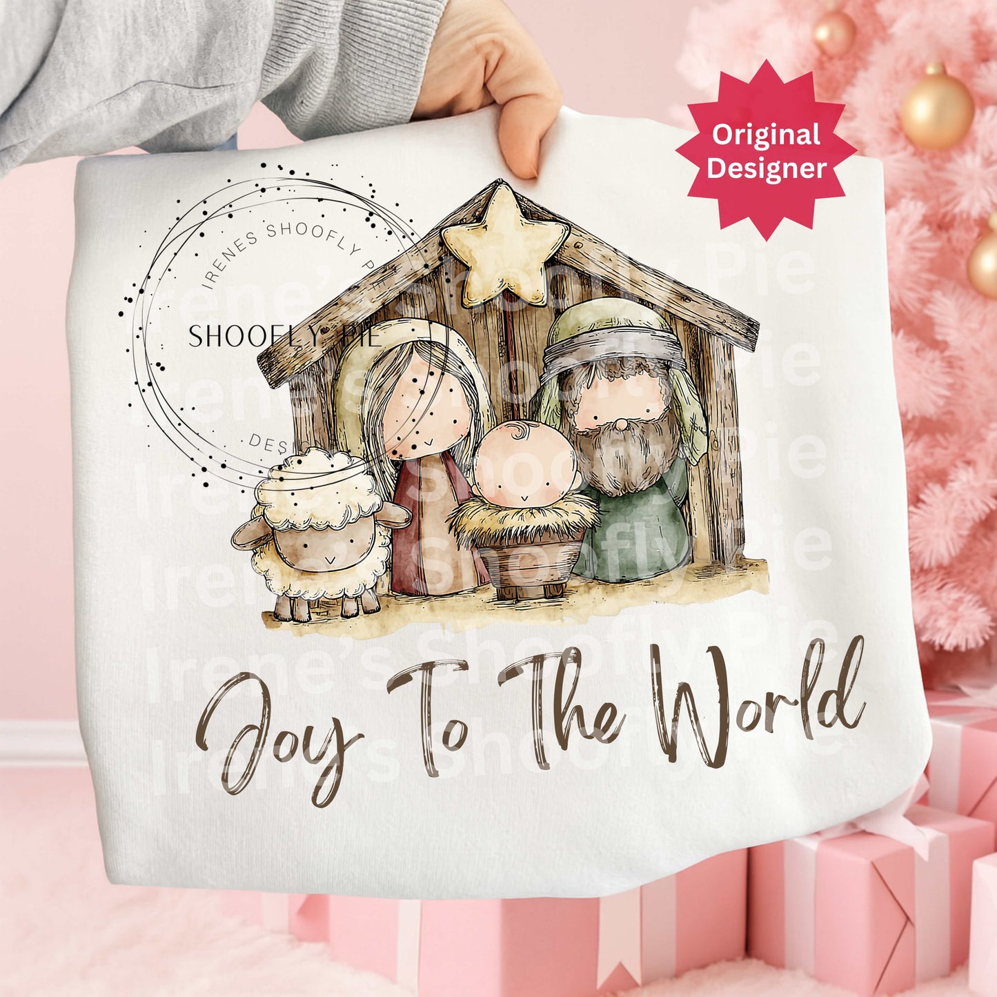 Joy To The World Nativity Scene PNG | Cute Christmas Christian Sublimation Design