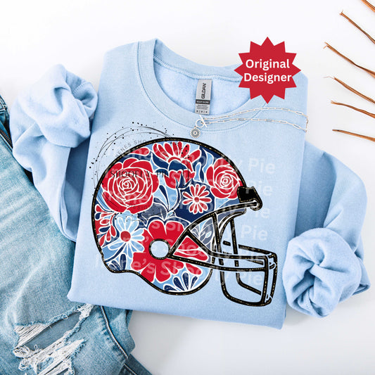 Game Day Football Helmet Red and Blue Png