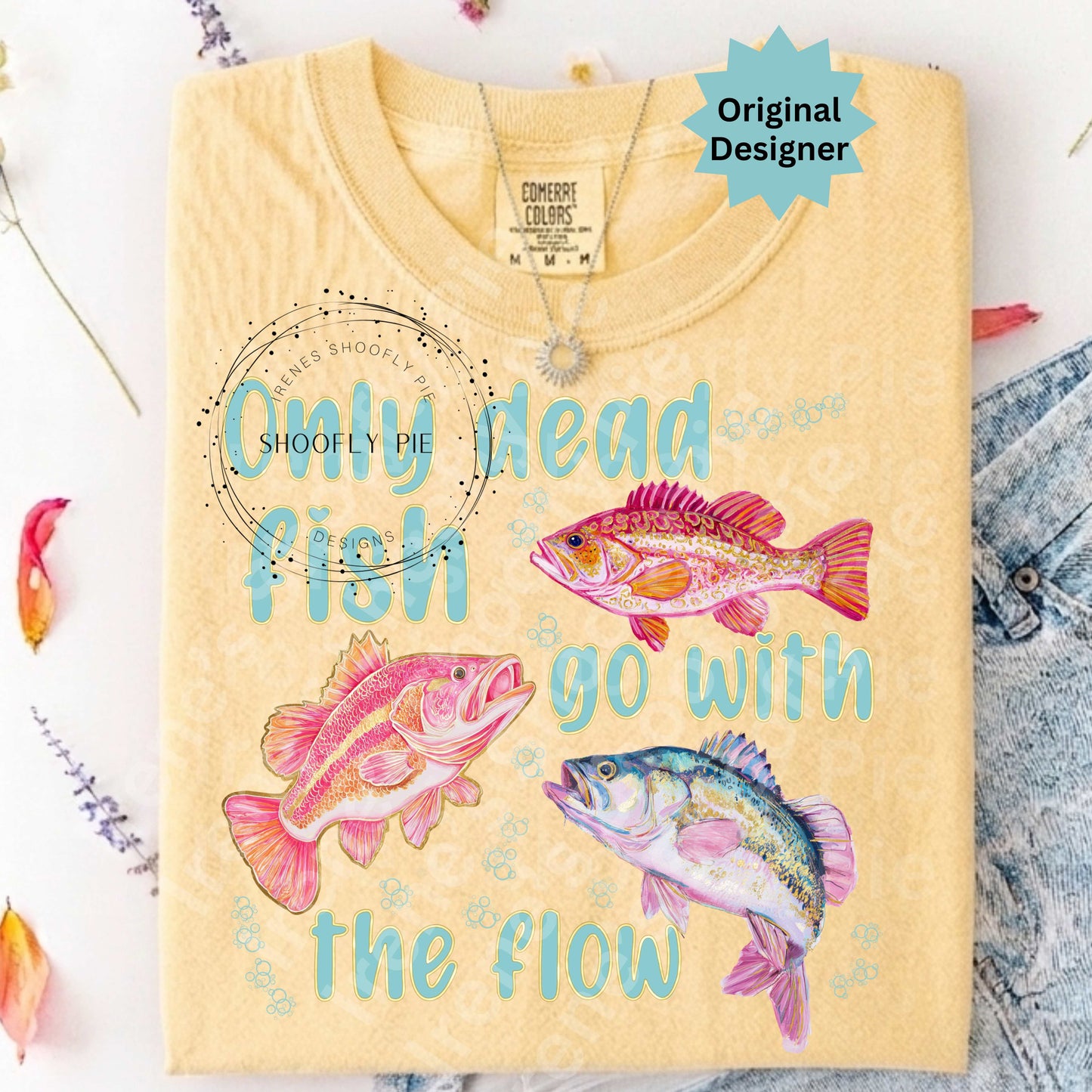 Only Dead Fish Go With The Flow PNG