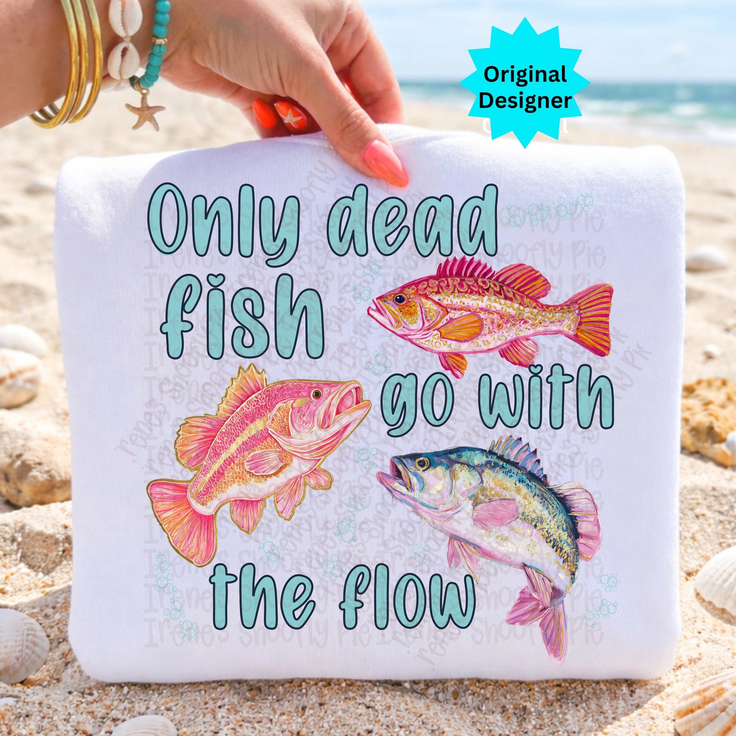 Only Dead Fish Go With The Flow PNG