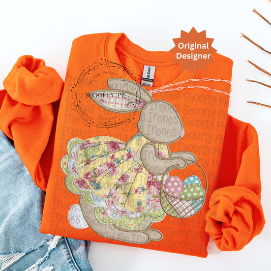 Patchwork Easter Bunny In Dress PNG