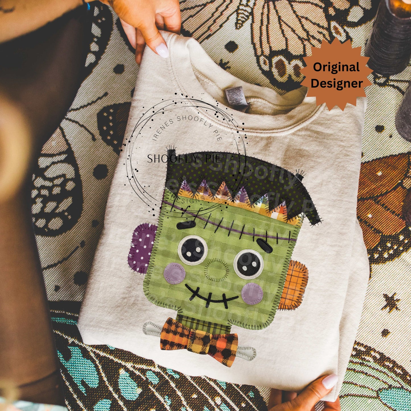 Halloween Faux Patchwork Frankenstein PNG