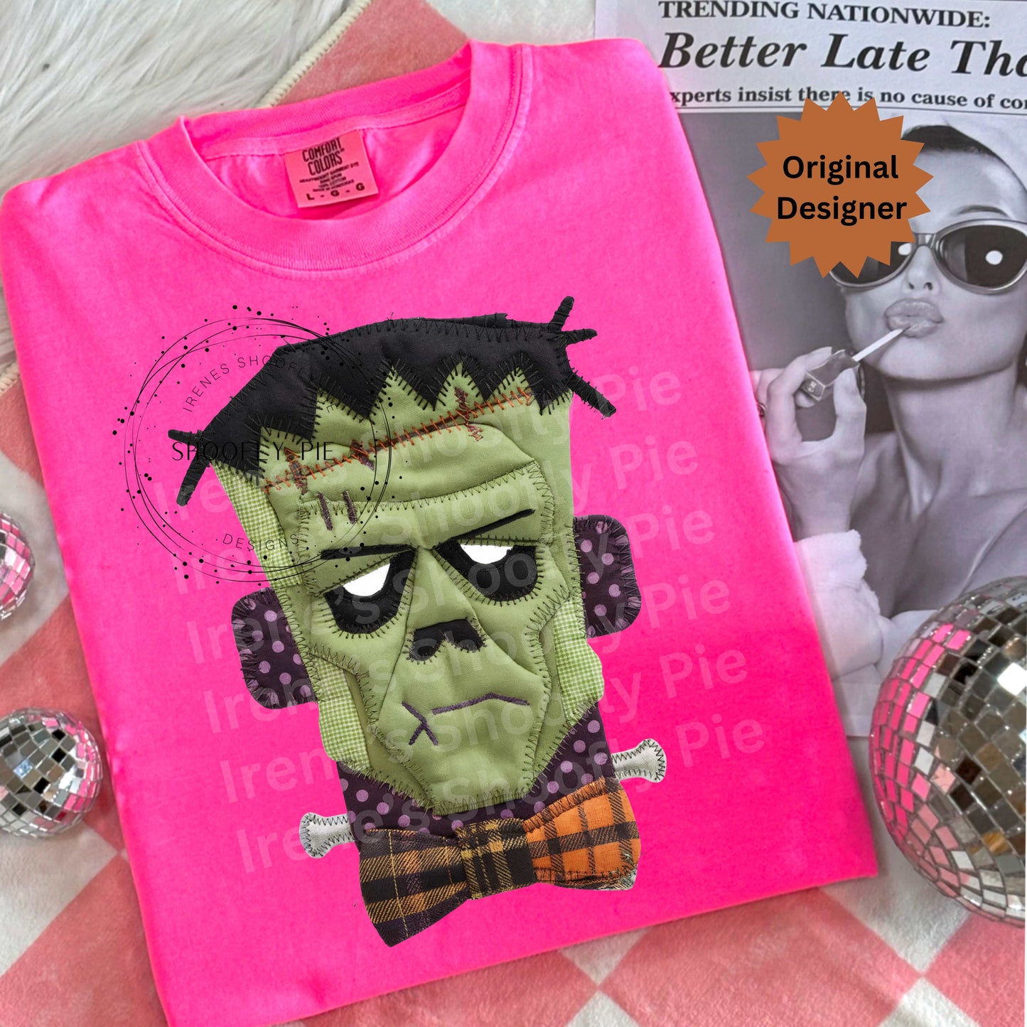 Halloween Faux Patchwork Adult Frankenstein PNG