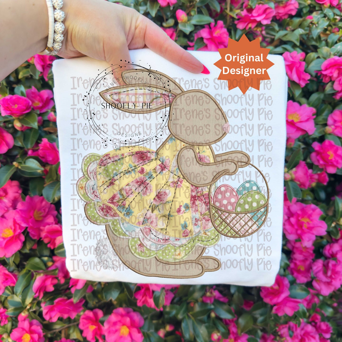 Patchwork Easter Bunny In Dress PNG