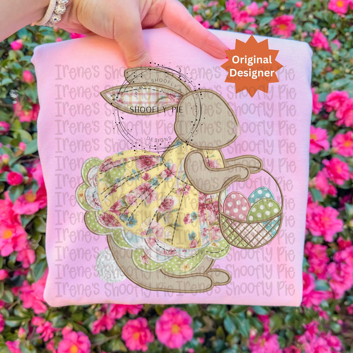 Patchwork Easter Bunny In Dress PNG