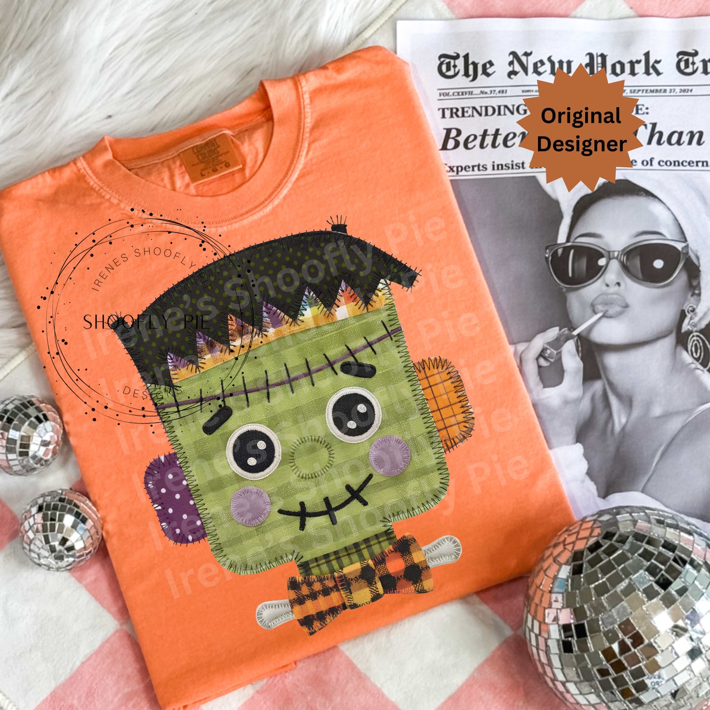 Halloween Faux Patchwork Frankenstein PNG