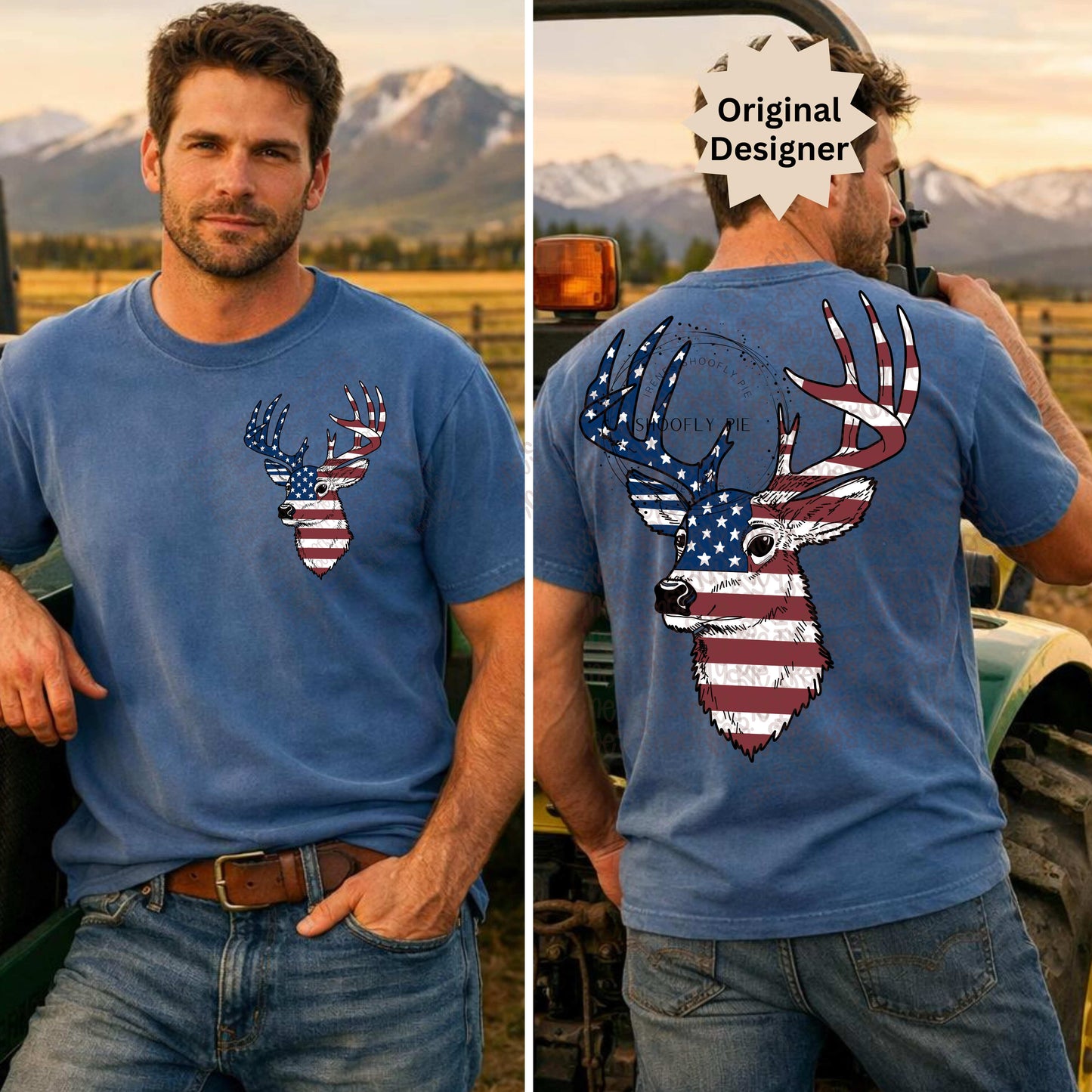 Men's Patriotic Deer PNG