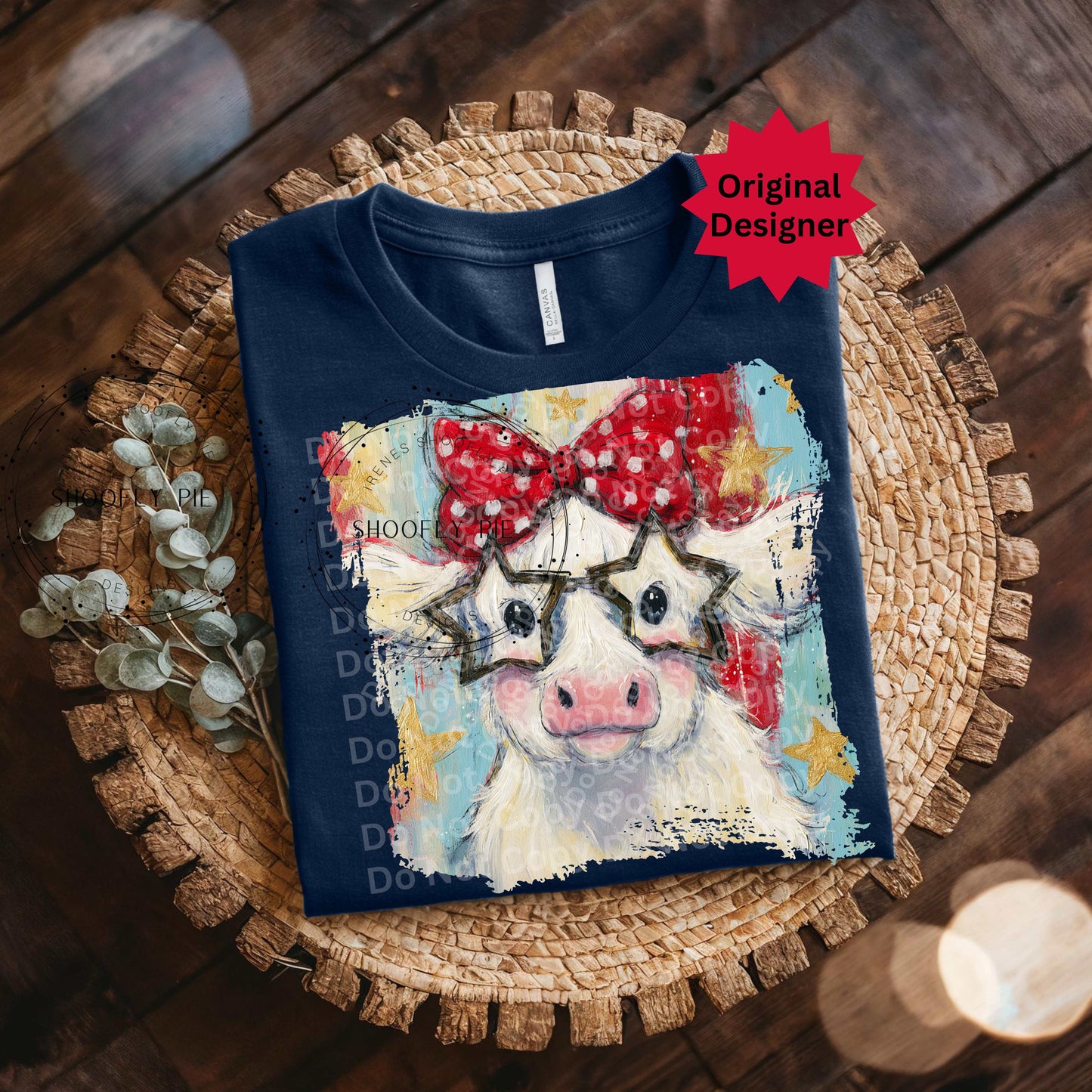 Patriotic Highland Cow PNG