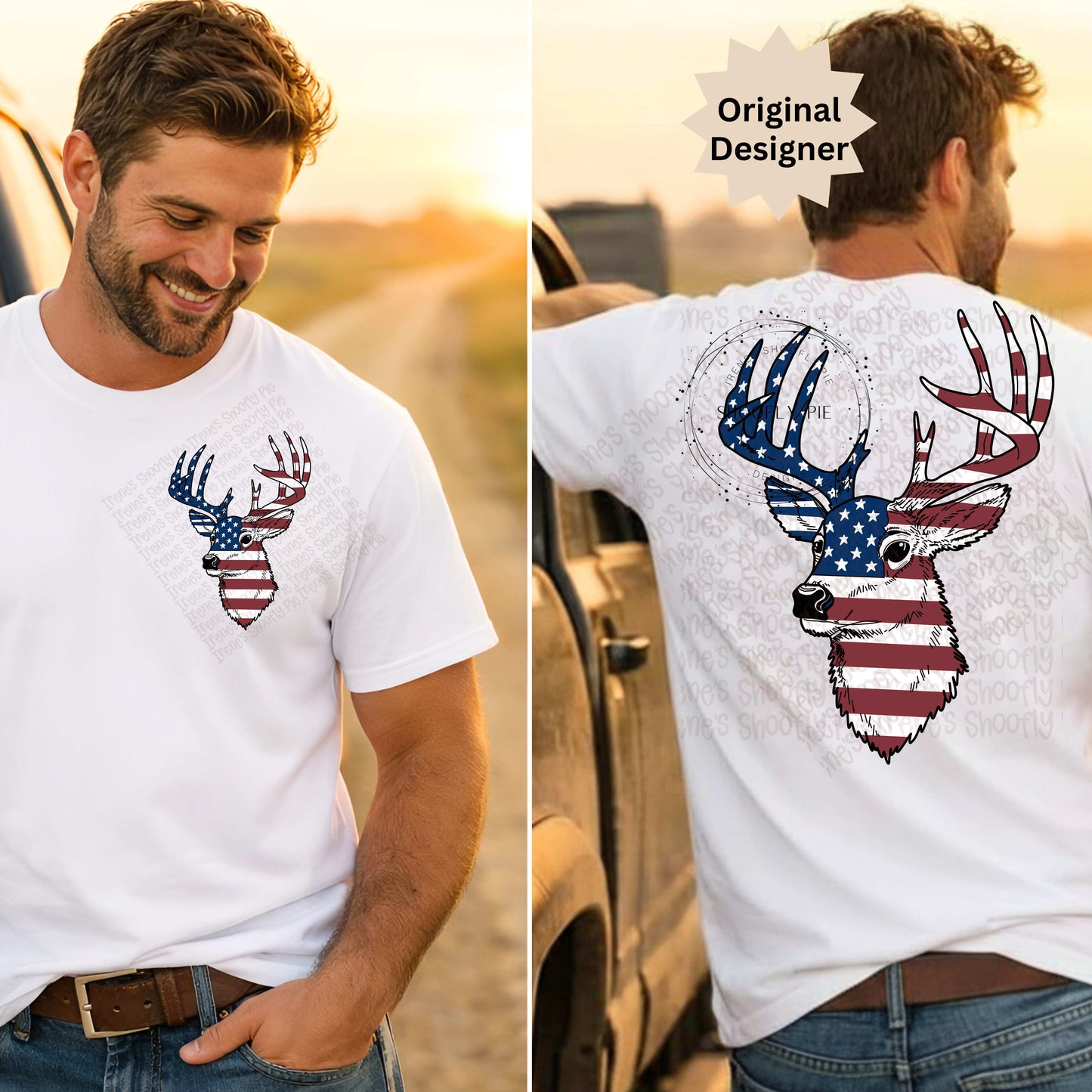 Men's Patriotic Deer PNG