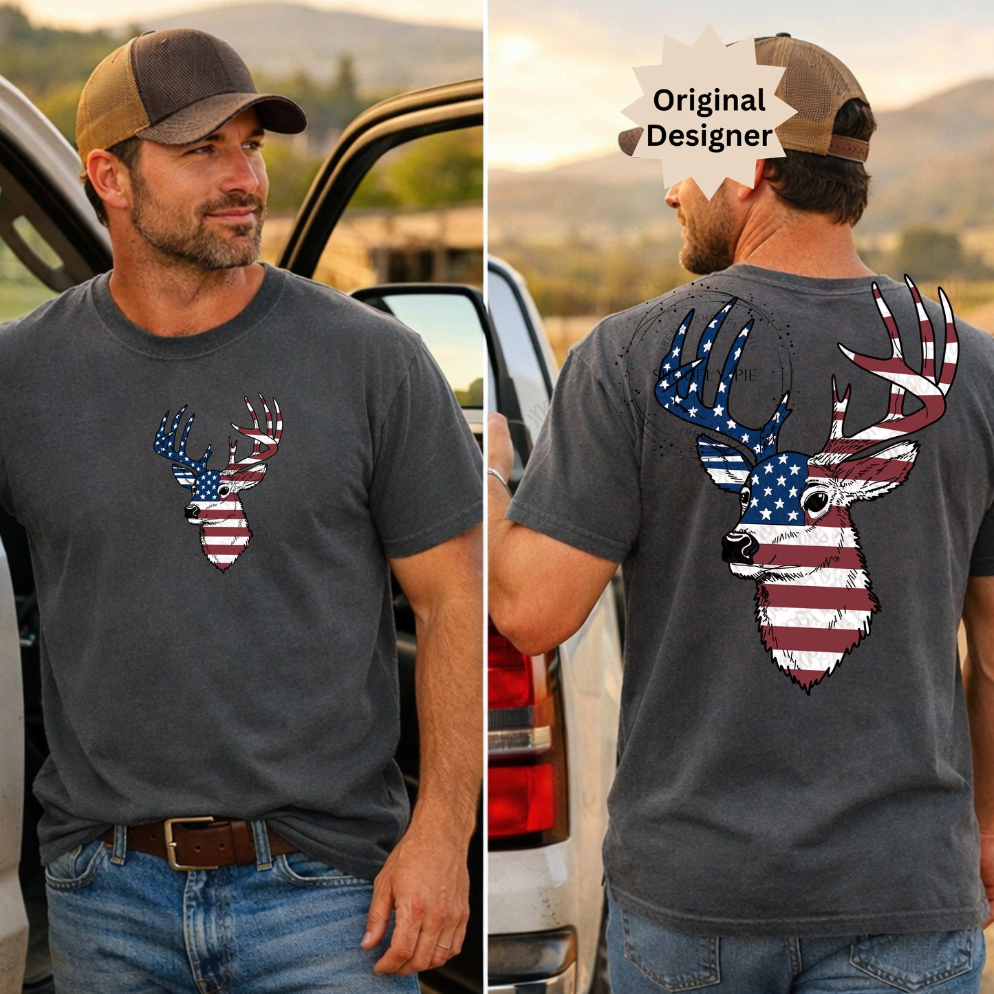 Men's Patriotic Deer PNG