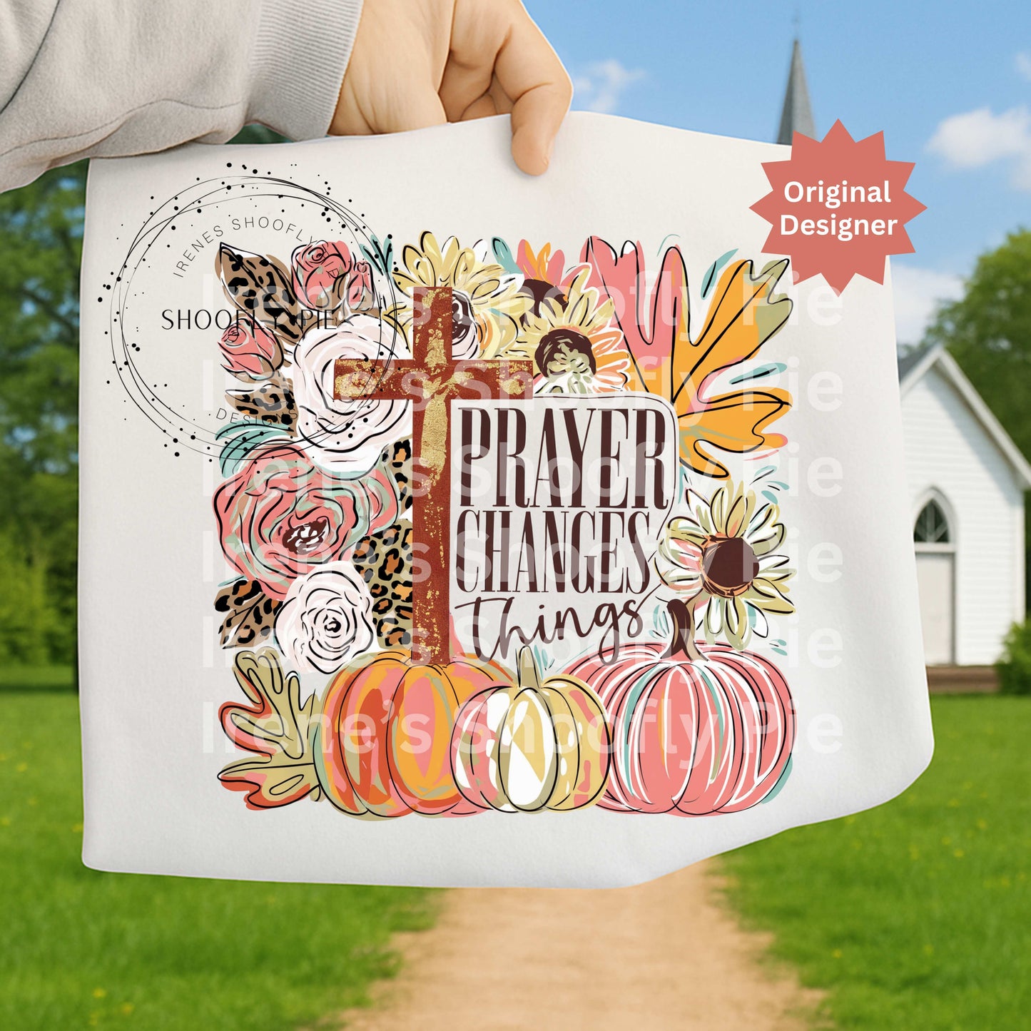 Prayer Changes Things - Christian Fall Floral PNG