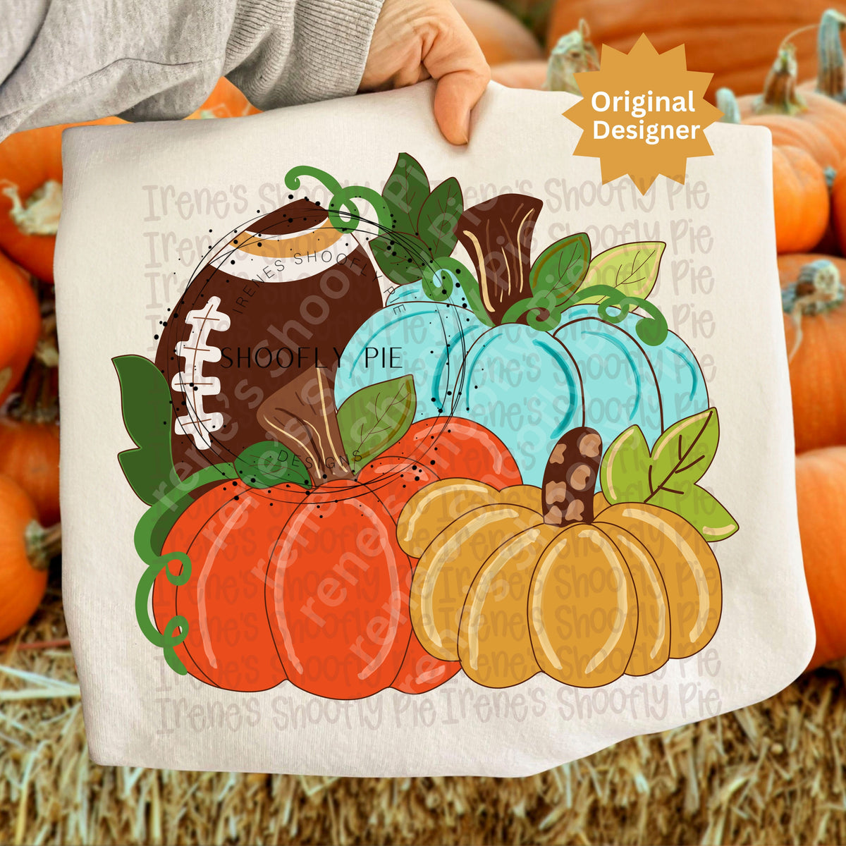 Fall Pumpkin and Football Season PNG