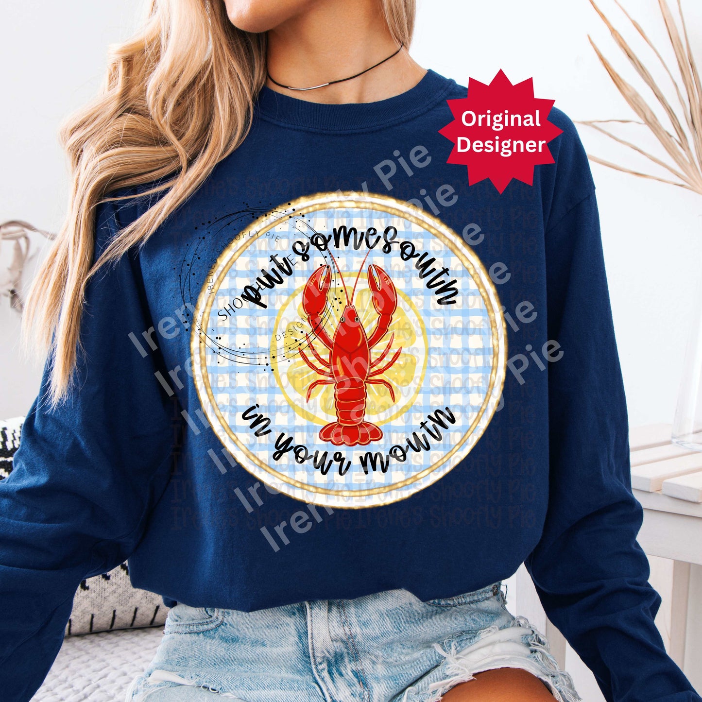 Retro Put Some South In Your Mouth Crawfish PNG