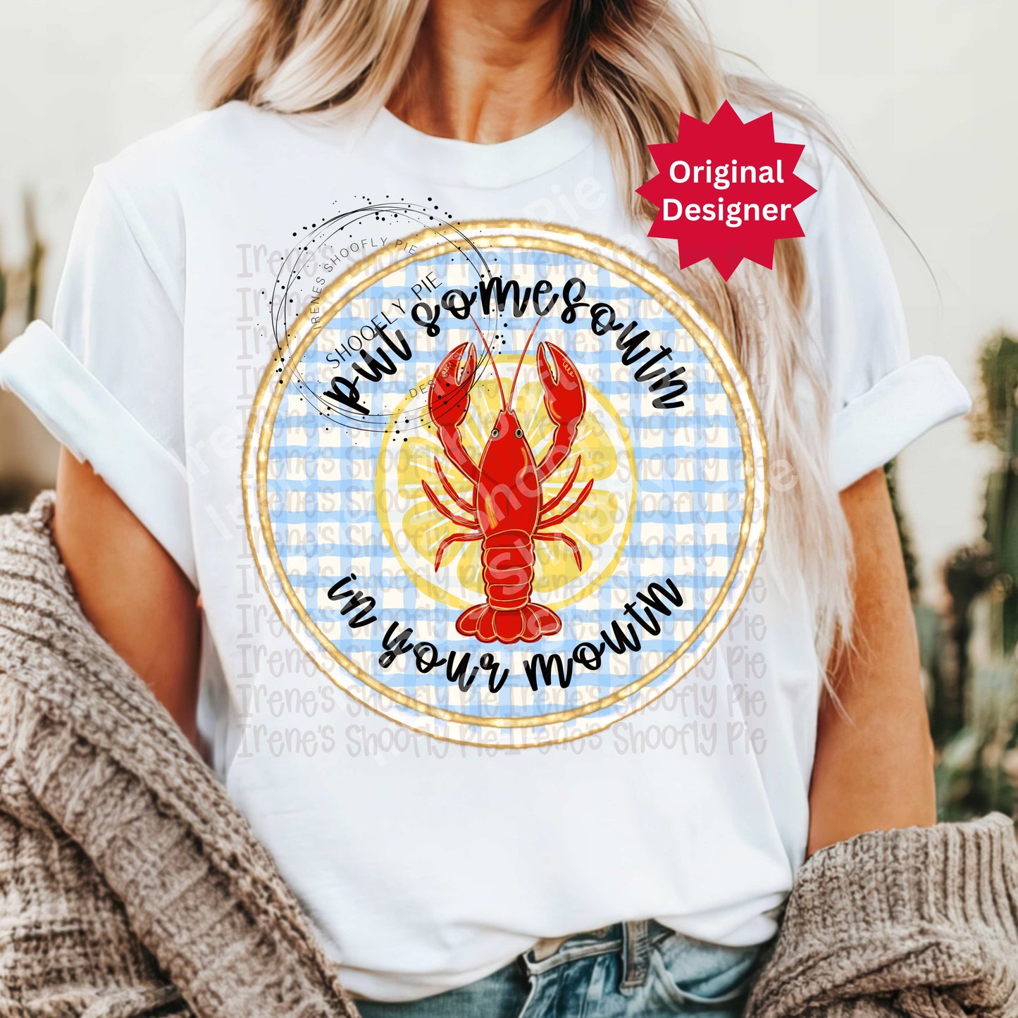 Retro Put Some South In Your Mouth Crawfish PNG