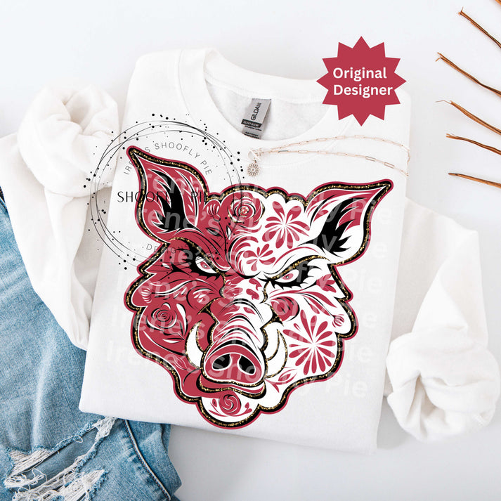Razorback Pig Png, Floral Razorback Pig Mascot Png, Game Day Sports PN ...