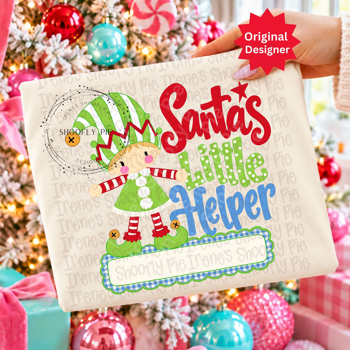 Santa's Little Helper Boy Name Plate PNG