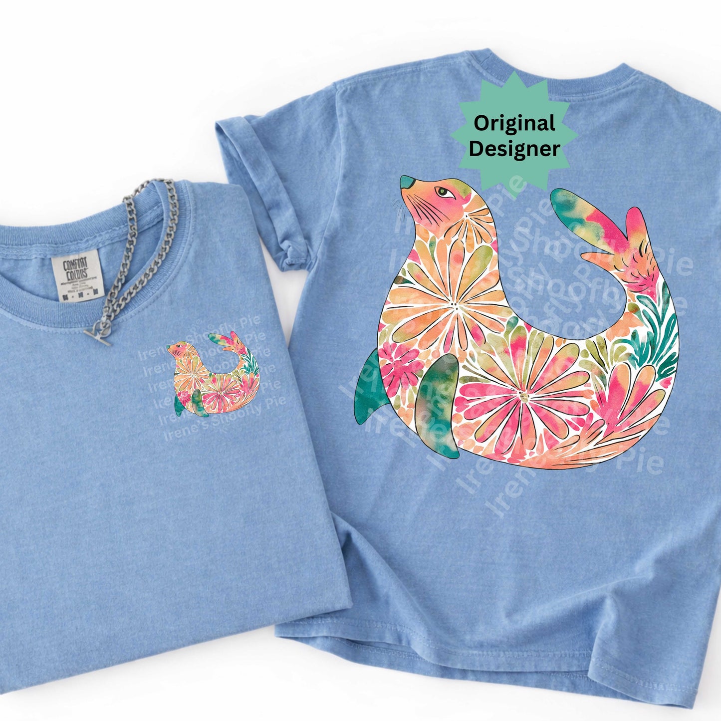 Floral Sea Lion t-shirt PNG