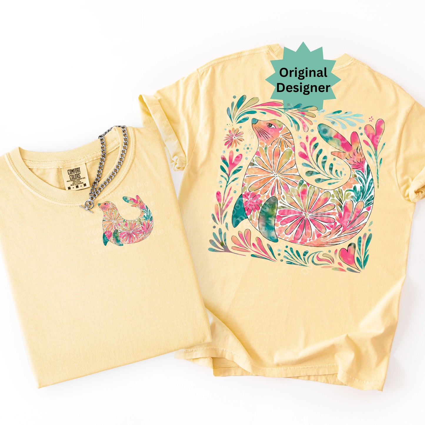 Floral Sea Lion t-shirt PNG
