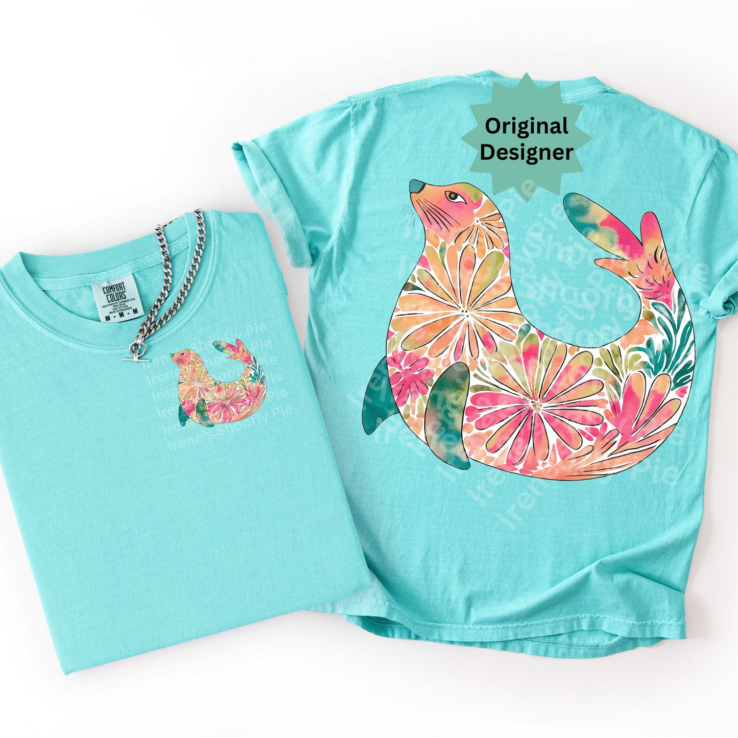 Floral Sea Lion t-shirt PNG