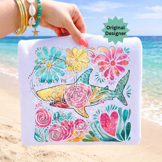 Summer Floral Shark PNG