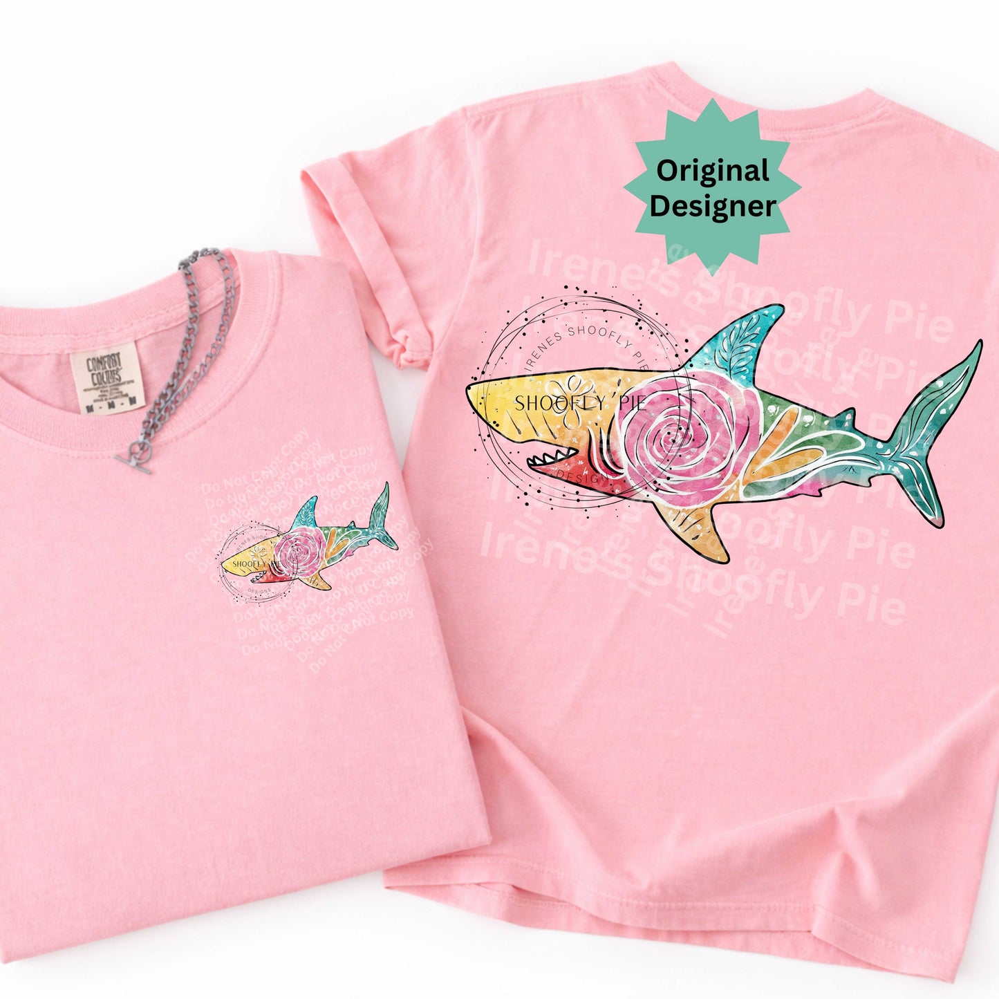 Summer Floral Shark PNG