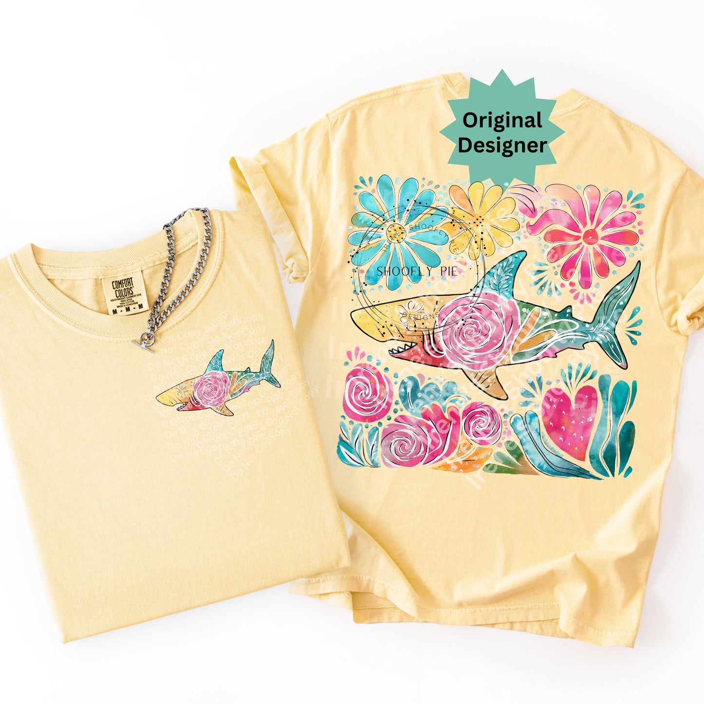 Summer Floral Shark PNG