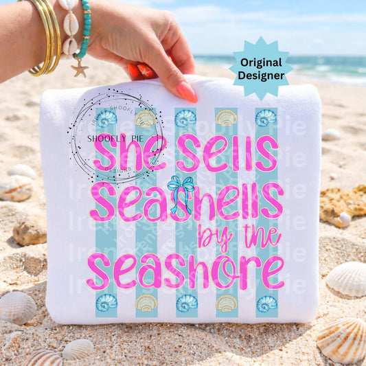 Striped She Sells Seashells By The Seashore PNG