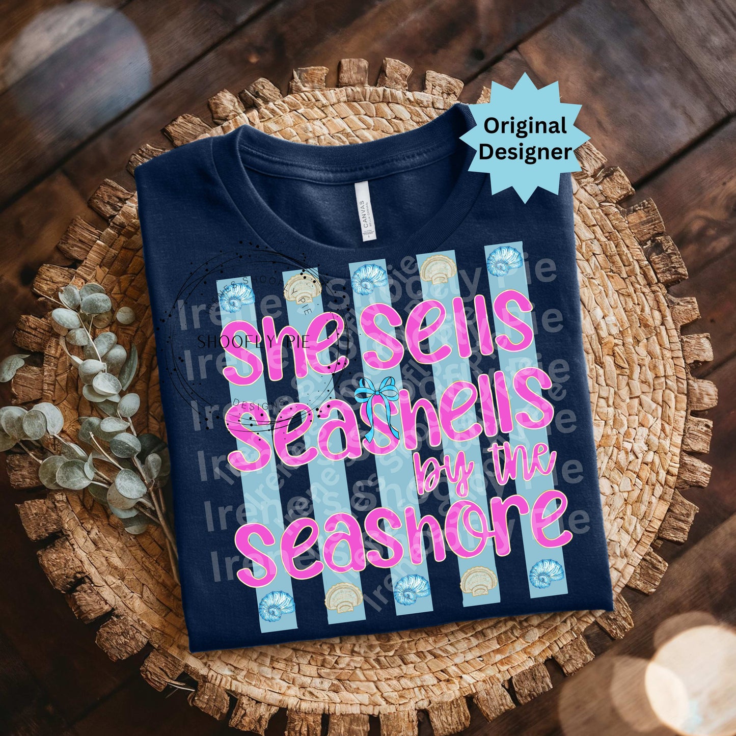 Striped She Sells Seashells By The Seashore PNG