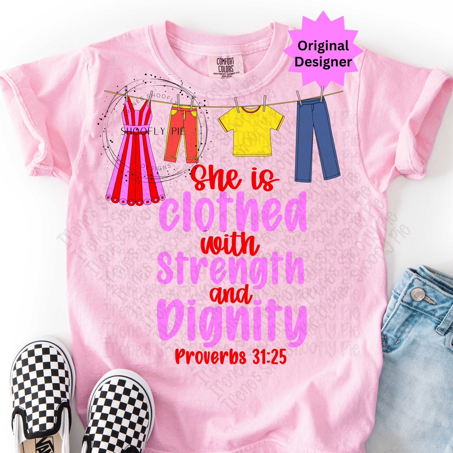 She is Clothed In Strength Bible Verse PNG