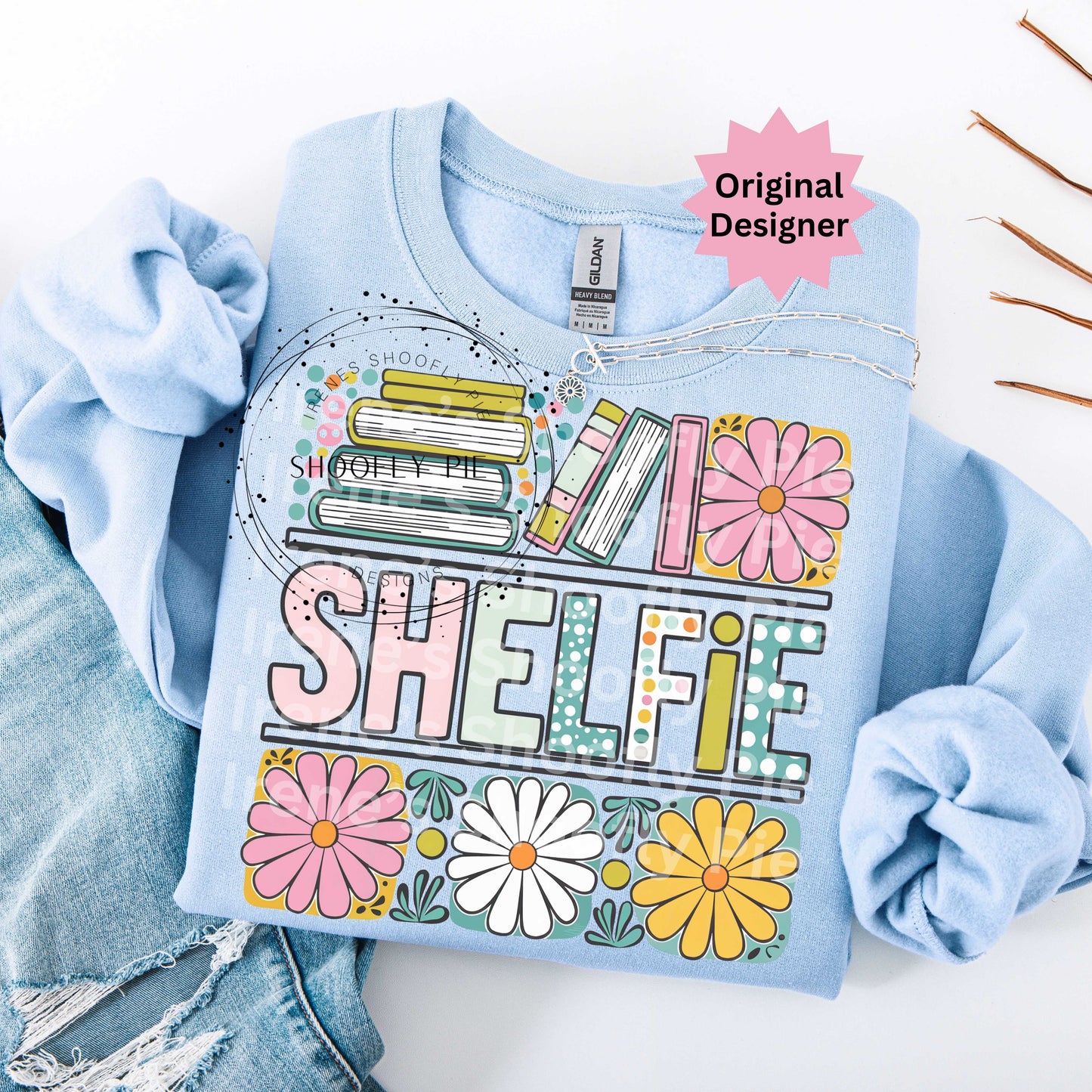 Book Lover T-shirt Design PNG - Shelfie Png
