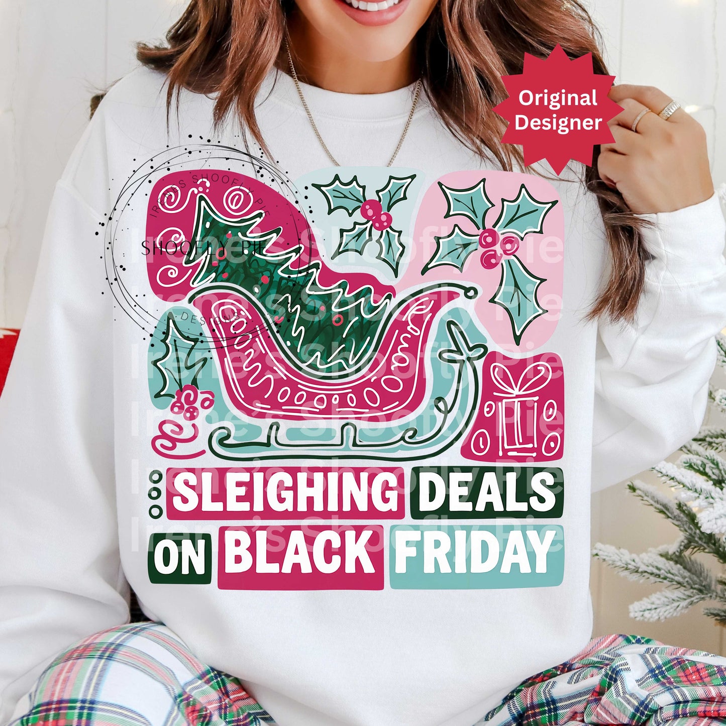 Sleighing Deals On Black Friday Png, Christmas Shopping Crew Png