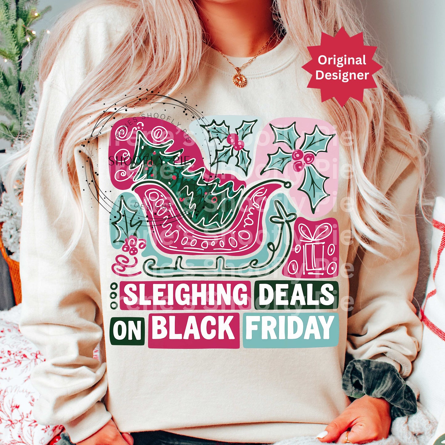Sleighing Deals On Black Friday Png, Christmas Shopping Crew Png