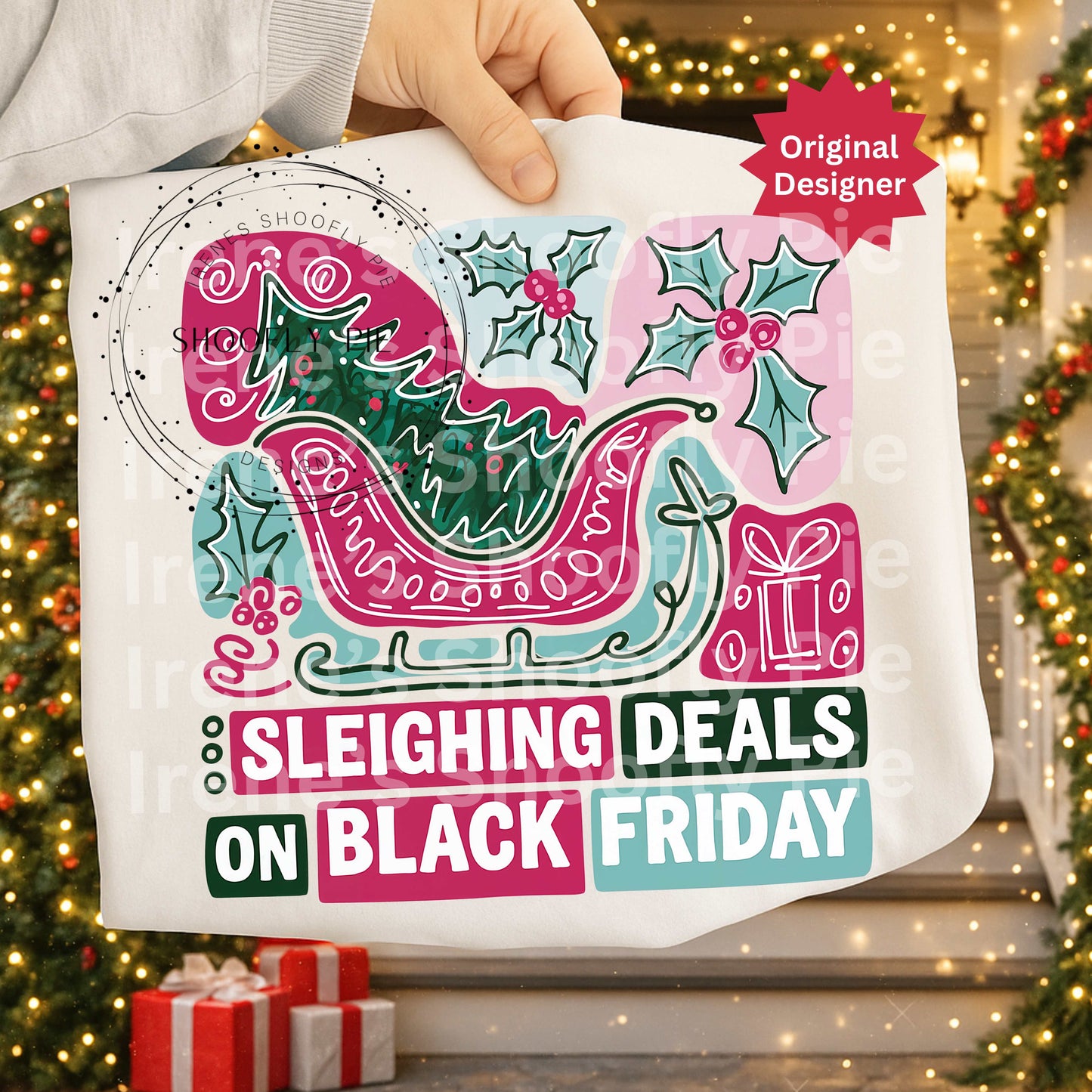 Sleighing Deals On Black Friday Png, Christmas Shopping Crew Png